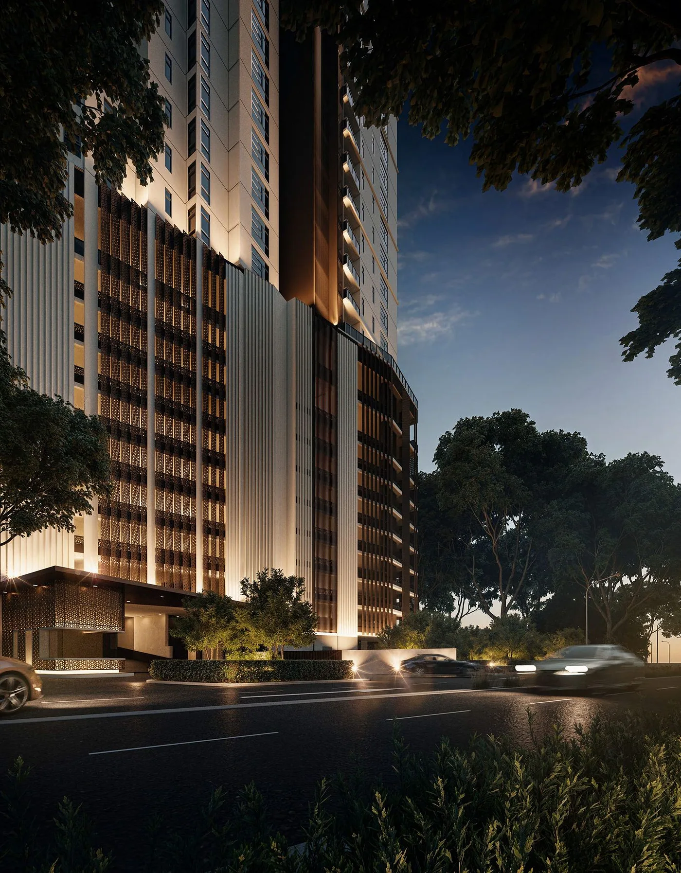 Cantonment Residences 大厦耸立于浮罗池滑的树冠之上（效果图）